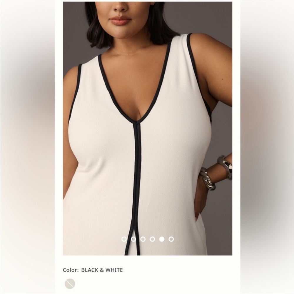 Anthropologie White Dress with Black Accents - Picture 3 of 6